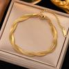 Joyería de Acero de Titanio Dongguan, Cadena de Doble Capa Estilo Hip-Hop Europeo y Americano Exagerada y Personalizada, Pulsera que No se Desvanece para Mujeres, Moderna para el Viaje Diario