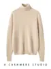 Suéter delgado 100% cachemira pura para otoño e invierno para mujer, de cuello alto, moda casual, tejido interior, suéter capa base de cachemira