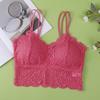 Sutiã Cropped de Renda com Bojo para Usar por Cima, Alças de Renda Sexy, Anti-Exposição, Roupa Íntima Push-Up Respirável