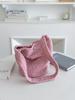 2024 Otoño e Invierno Nuevo Mochila Bandolera de Terciopelo Suave Estilo Espejo Mochila de Compras Bolso de Hombro Tipo Cubo Coreano Mujeres