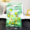 Em Estoque Sacolas de Presente Florais com Rosto Sorridente, de Mão, com Zíper, Autosselantes, Sacolas para Embalagem de Doces, Elásticos para Doces, Scrunchies, Joias, Grampos de Cabelo