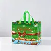 Novas Sacolas de Presente de Natal com Estampa Dourada de Comércio Exterior em Estoque, Sacolas Tote de Tecido Não Tecido com Estampa Colorida de Personagens do Papai Noel