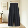 Calça Feminina Casual de Cintura Alta, Corte Reto Personalizada, Solta, Emagrecimento, Versátil, Longa, Respirável, Outono, Caimento, Fashion