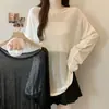 Saída de Praia de Tricô de Seda Gelada com Manga Longa Fina para Proteção Solar Feminina, Top Slimming Plus Size de Verão para Mulheres Curvilíneas, Levemente Transparente, Estilo Puro Desejo