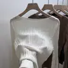 Loja Principal Shanghai Danong/Camiseta Base de Tricô de Lã Fina de Um Ombro para Mulheres Slim Fit Manga Longa Ondas d'Água