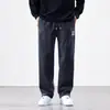 Roupa Masculina Fengshe / Nova Coleção Primavera e Outono 2026 Estilo Americano Novo Caimento Solto Veludo Boa Bordado com Logo Chinês Calça Casual Masculina de Barra Reta