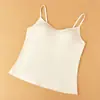 Camisola sencilla de cuello redondo ajustada de punto sin costuras con copas fijas para la temporada de principios de otoño, espalda bonita, con almohadilla en el pecho, cómoda y con sensación de segunda piel, top largo tipo tank top