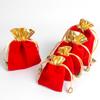 Bolsa de la Suerte de Año Nuevo Bolsa de Terciopelo Bolsa para Guardar Joyería Cordón Rojo Bolsa Pequeña de Tela Regalo de Boda Bolsa para Monedas con el Carácter "Fu" (Significado Bendición)