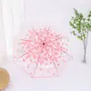 Paraguas Plegable de Tres Pliegues Transparente Sakura Diosa Chica Suave Paraguas Automático Paraguas Ins Femenino Fabricante Venta al por Mayor en Stock