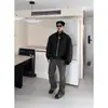Chaqueta Corta de Algodón Estilo Piloto Tendencia 2024 Abrigo de Algodón con Cuello Alto Streetwear Masculino Silueta Gruesa Chaqueta de Béisbol No Voluminosa