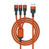 Cabo de dados super rápido 100W três em um 6A carregamento rápido impressão de logotipo pequeno presente cabo de carregamento um para três trançado