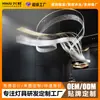 Lámpara de araña de lujo, luz de escalera giratoria, luz de comedor estilo cinta, lámpara de iluminación atmosférica no estándar de ingeniería de alto techo para dúplex de villa