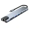 Estação de Docking Tipo-C Oito em Um Transfronteiriça com Porta de Rede USB 3.0 Multi-Portas Estação de Docking Inteligente Hub Multifuncional