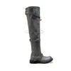 Outono/Inverno 2026 Novas Botas Meia de Cano Alto Estilo Britânico com Fivela, Duas Formas de Usar, Franzidas, Retrô, para Panturrilha Larga