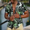 2024 Nueva Camisa de Manga Corta Estilo Hawái para Comercio Exterior con Estampado Digital 3D para Hombre Casual Talla Grande Camisa de Playa