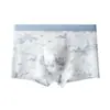 Estilo Nacional Hielo de Ostra Seda Ropa Interior para Hombre Tendencia Nacional Estampado Cuidado Antibacteriano Transpirable Cintura Media Holgada Calzoncillos tipo bóxer para Hombre