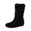 Botas Médias Femininas Outono e Inverno Novas Botas Curtas Pretas Brancas Altura Interna Botas de Boca Larga Femininas Botas Femininas Martins