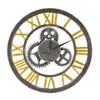 Reloj de Pared de Madera con Engranajes Vintage Números Romanos Estilo Antiguo Nostálgico Restaurante Reloj de Pared Decorativo Pegatina de Pared Simple Pared 0770