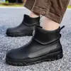 Botas de lluvia cortas de moda transfronterizas para hombre, zapatos de pesca impermeables y resistentes al desgaste para exteriores, zapatos de goma antideslizantes para cocina, zapatos impermeables para lavado de autos para hombre
