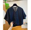 Verão Novo Estilo de Nicho Simples Gola V Zíper Manga Regular Proteção Solar Versátil Camisa de Manga Curta Cardigã Casual Versátil Tendência