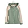 Casaco Suéter Cardigan Feminino Primavera e Outono Nova Cor Color Block Corrida Casual Solto Emagrecedor Com Capuz Zíper Top Tendência