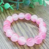 Pulsera de Jade Blanco Rosa Hielo 12mm Dedos Suave Gradiente Polvo Pulsera Caperucita Roja con Portátil Regalo para Estudiante