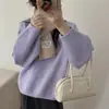 Suéter Pulóver Sencillo de Color Sólido Estilo Coreano Transfronterizo Nuevo para Otoño e Invierno Amazon Estilo Perezoso Holgado Talla Grande para Mujer