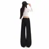 Jeans flares de cintura baixa em denim cru estilo americano para mulheres, novas calças largas de corte solto da moda