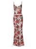 Amazon 2026 Verão Nova Moda Estampa Floral Decote V Slim Fit Bodycon Vestido Longo Conjunto para Mulheres