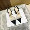 Sandálias femininas elegantes de bico fino para comércio exterior com strass, sem calcanhar, novo estilo primavera/outono 2026, salto agulha, sapatos de salto alto fechados, estilo europeu e americano