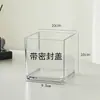 Cubo de Basura Redondo Acrílico Transparente Caja de Almacenamiento Papelera para Sala de Estar Tanque para Peces y Camarones Recipiente de Agua con Tapa con Tapa Sellada