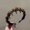 Diadema Antideslizante Dentada de Satén Color Café Azul Versátil Pinza para el Cabello de Corona Alta Accesorio para el Cabello Elegante de Calidad Tocado