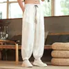 Pantalones Anchos de Pierna Larga con Patrón Largo Estilo Chino para Hombre, Holgados, Finos, Casuales, Pantalones Bloomers, Tallas Plus, Pantalones de Moda para Personas con Sobrepeso