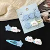 Horquilla Dulce de Nube Azul y Estrella para Mujer, Pasador de Frente de Gama Alta para Flequillo Lateral que No Daña el Cabello, Pinza de Pato de Dibujos Animados