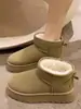Botas de nieve forradas de polar para mujer para uso en exteriores, suela gruesa, nuevo modelo de invierno 2026, botines cortos de cuero y pelo integrados, zapatos de algodón engrosados y antideslizantes