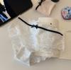 Ropa Interior Francesa Sexy de Encaje Ambiguo para Mujer Verano Fina Dulce Lazo Chica Transpirable Bragas de Cintura Baja