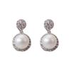 Aretes de Perlas de Zircón 023 Otoño e Invierno Exquisitos Diamantes Elegantes de Alta Gama Combinan con Todo Diseño Nicho Aretes para Mujer