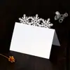 Cartão de Lugar Floco de Neve de Natal para Novo Produto Transfronteiriço Cortado a Laser Cartão de Mesa Branco Gelo Festivo Cartão Pequeno Branco Pérola