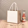 Bolsas de Yute Lisas Personalizadas, Cuerda de Algodón Pintada a Mano para Manualidades, Bolsas de Yute para Compras con Cremallera, Bolsas Tote Patchwork Vintage Hechas a Medida