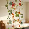 Cortina de flores artificiales colgante con flores coloridas para decorar dormitorios, salas de estar y escenas de bodas, decoración colgante de cadena de flores de perlas DIY