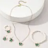Conjunto de Collar de Perlas Nuevo Transfronterizo, Collar de Mariposa de Aleación con Goteo de Aceite, Colgante de Mariposa, Joyería para Niñas al por Mayor