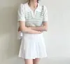 Camisa feminina de manga curta atacado falsa duas peças gola de manga curta combinação de cores única exportação comércio exterior explosões de roupas femininas recomendam top feminino