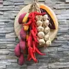 Pimentas, Milho Falso, Alho, Amendoins, Vegetais, Frutas, Restaurante de Fazenda, Decorações de Modelo de Campo de Horta, Cordas para Pendurar
