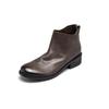 Botas Curtas de Couro Lavado Retrô 4cm para Mulheres, Salto Bloco, Zíper nas Costas, Botas de Cano Curto, Botas Chelsea Pretas, Botas de Cano Curto com Salto Médio