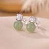 Um Veado Prata S925 Prata Esterlina Banhado a Ouro Jade Hetian Jade Sapjade Moda Retrô Brincos de Bola Redonda Elegantes Simples Versáteis