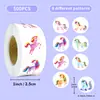 500 Hojas/Rollo Nuevos Stickers de Rollo de Unicornio de Dibujos Animados Amazon Temu Material para Diario Transfronterizo Pegatinas Decorativas para Sobres