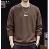 Moletom preto de peso pesado estilo americano com blocos de cor, nova coleção de outono masculina, modelagem solta, peça casual versátil