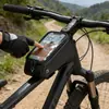 Bolsa Impermeável para Quadro Dianteiro de Bicicleta com Suporte para Celular com Tela Sensível ao Toque em TPU e Entrada para Fone de Ouvido, Compatível com Celulares de 6,5 polegadas, Acessórios para Ciclismo de Bicicleta de Estrada e Montanha