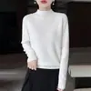 Nuevo Suéter de Lana 100% Doble Capa Engrosado Otoño/Invierno para Mujer Cuello Medio Alto Capa Interior Base Punto Mangas Raglán Suéter de Punto