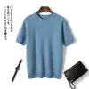 Suéter de Cachemira de Manga Corta para Hombre Cuello Redondo Otoño e Invierno Tejido de Punto de Panal Holgado Lana Suéter Ligero de Media Manga Venta al por Mayor